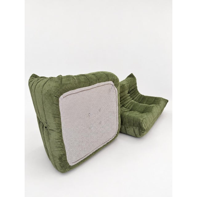 Olive Togo 2-Seater Sofa and Corner Seat by Michel Ducaroy for Ligne Roset, 2019, Set of 2 For Sale - Image 9 of 18