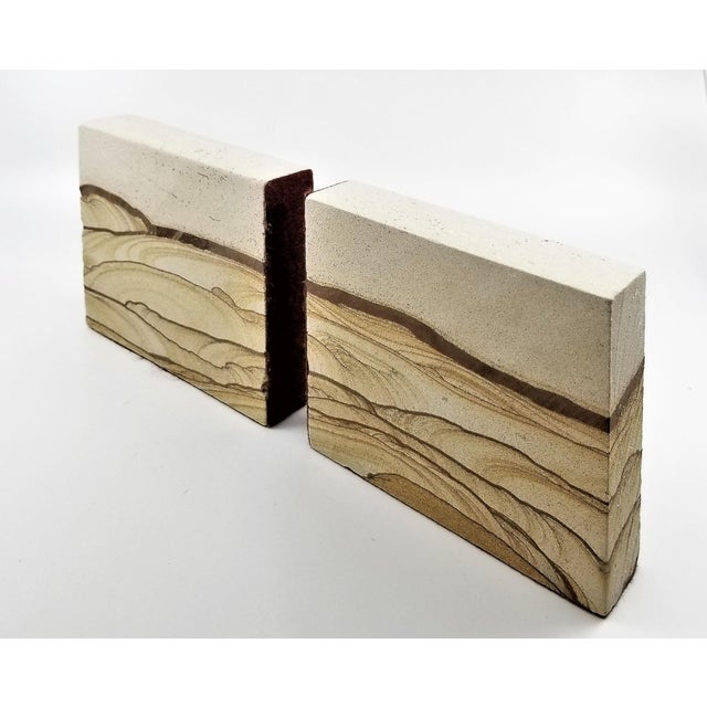 Sandstone Bookends Vintage a Pair Organic Modern Decor Rock Specimen