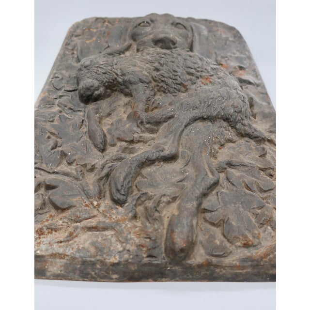 Antique French Cast Iron Hunting Plaque — Spaniel With Hare, High Relief, 19th Century For Sale - Image 4 of 6