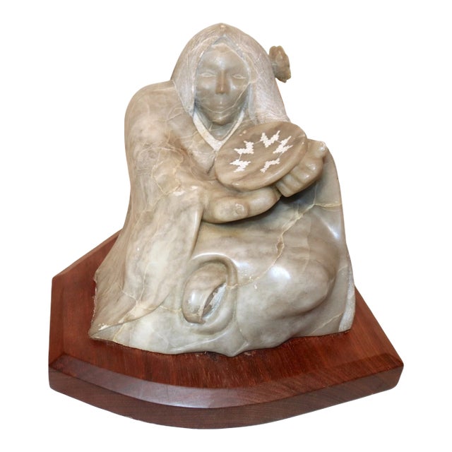 Large Antique Carved Good Luck Native American Inuit Soapstone Stone Sculpture For Sale