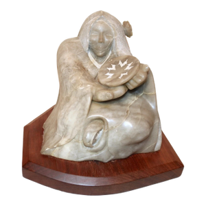 Large Antique Carved Good Luck Native American Inuit Soapstone Stone Sculpture