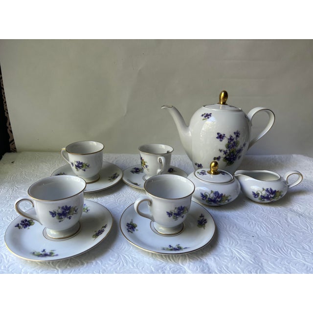 Vintage 1950s Eschenbach Bavaria Germany Porcelain Tea Set With Violets- 11 Pieces For Sale In Washington DC - Image 6 of 13