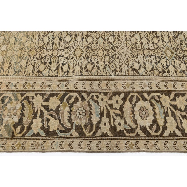 Sky Blue Antique 19th Century Malayer Rug, Muted Wool Gallery Runner For Sale - Image 8 of 11