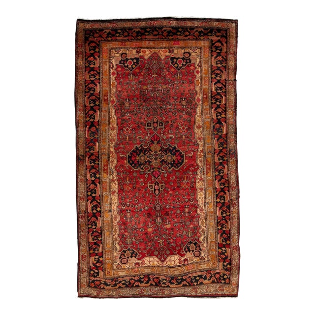 4 X 7 Hand-Knotted Persian Bidjar Wool Rug in Red From the 1960s For Sale