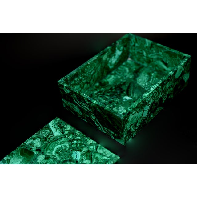 Late 20th Century Jumbo Malachite Box 8" For Sale - Image 9 of 9