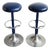 Vintage Bar Stools in Blue Faux Leather and Aluminum from Knoll, 1970s, Set of 2 For Sale