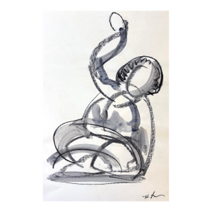 Seated Gesture, Charcoal on Paper 12 X 18 Inches