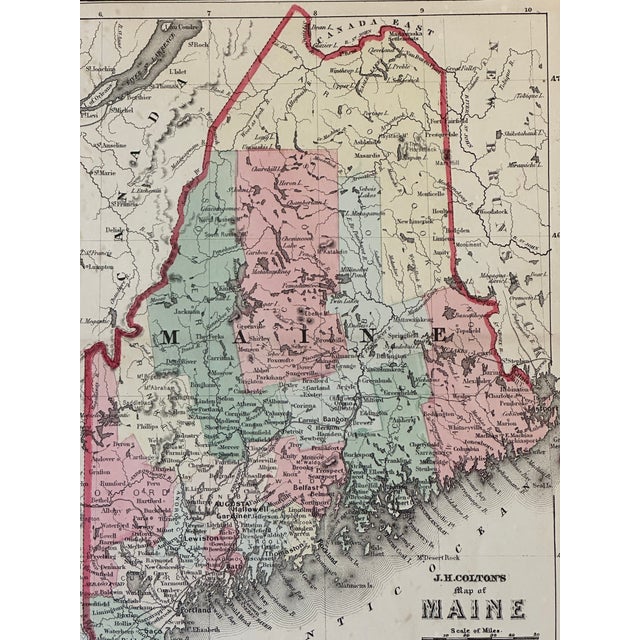 Mid 19th Century Maine by Colton — Original Atlas Map, 1850 For Sale - Image 5 of 5