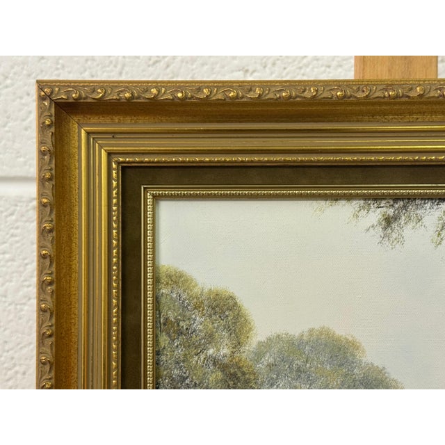Late 20th Century River Bridge with Figures in English Countryside by 20th Century British Artist Circa 1995 For Sale - Image 5 of 17