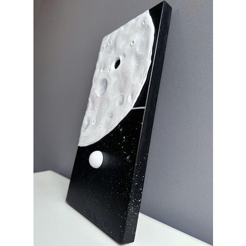 Vera Vizzi, Lunar Crater, 2026, Blue and White Foam Clay Relief on Wood For Sale - Image 4 of 11