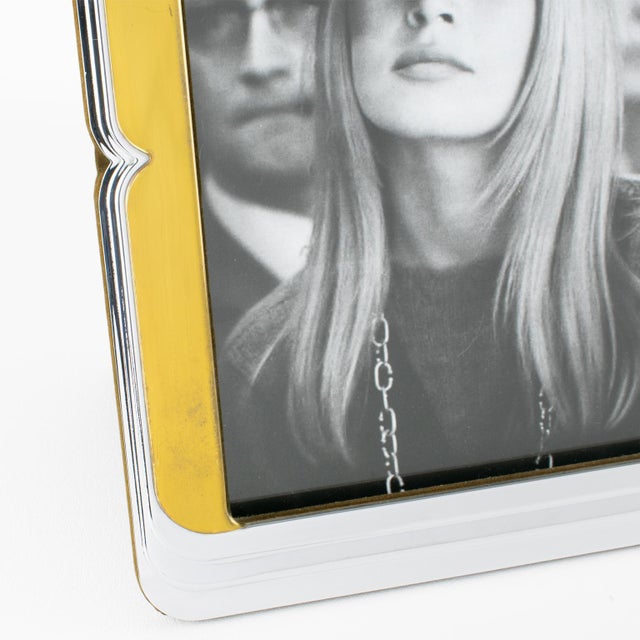 Metal Noel BC Chrome and Brass Picture Frame, Italy circa 1970 For Sale - Image 7 of 9