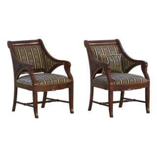 Vintage Art Nouveau Armchairs in Mahogany by Thorvald Bindesbøll, 1920s, Set of 2 For Sale