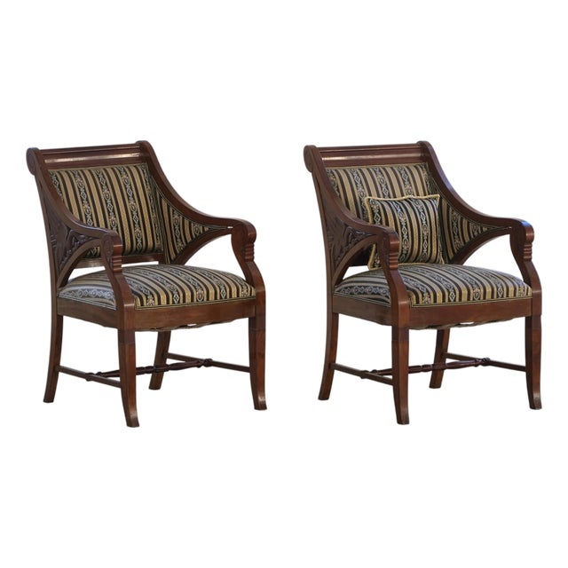 Vintage Art Nouveau Armchairs in Mahogany by Thorvald Bindesbøll, 1920s, Set of 2 For Sale