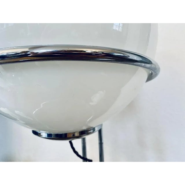 Vintage Space Age Table Lamp with Chrome Frame and Pickled Glass Ball, 1960s For Sale - Image 13 of 18