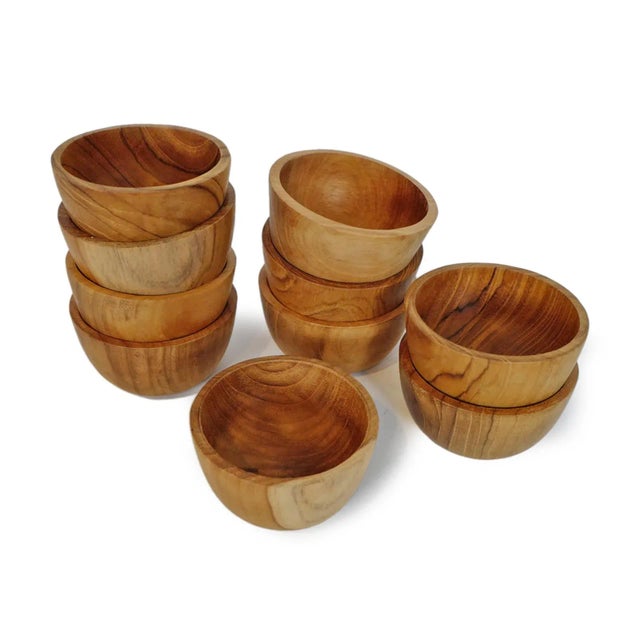 Simple Small Teak Wood Bowl For Sale - Image 4 of 5
