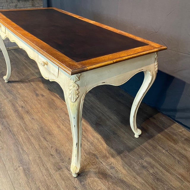 French Provincial Louis XV Style Paint Decorated Writing Desk For Sale - Image 13 of 14