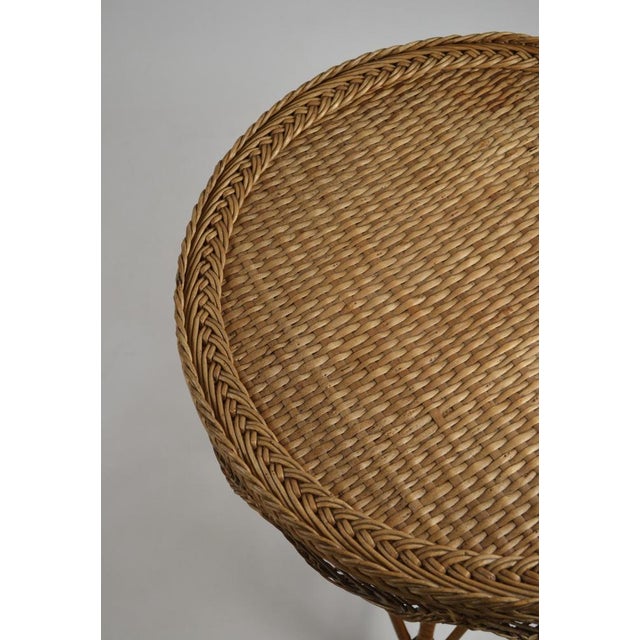 Vintage Wicker Rattan Side Table with Scalloped Edge, 1960s For Sale - Image 15 of 16