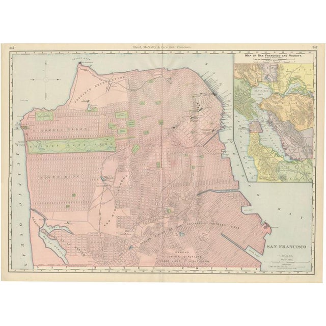 Antique Map of San Francisco with Golden Gate Park by Ran McNally, 1899 For Sale - Image 12 of 12
