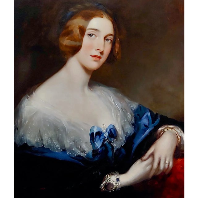 19th Century Franz Xaver Winterhalter "Attributed" Portrait of an Aristocratic Lady-Oil Painting For Sale - Image 5 of 10