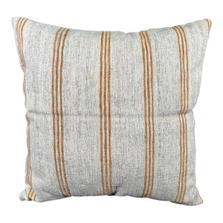 Turkish Hemp Pillow Cushion Natural Beige Rust Pillow Cushion Cover 24"x24" For Sale