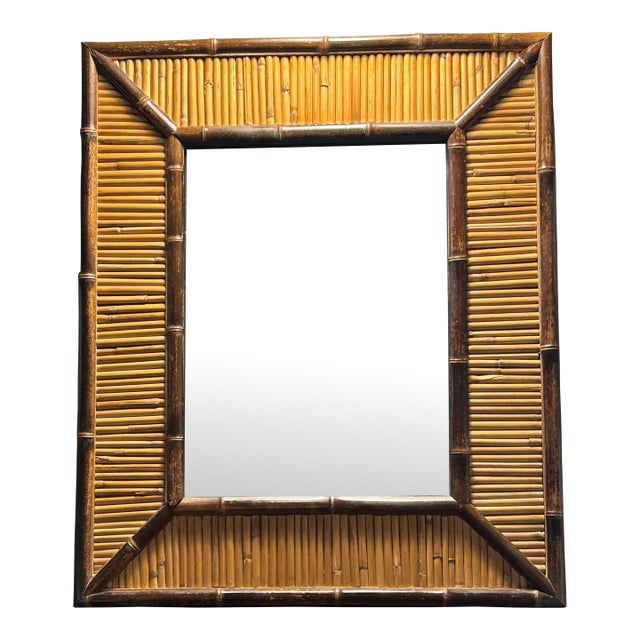 Vintage Bamboo and Reed Wall Mirror For Sale