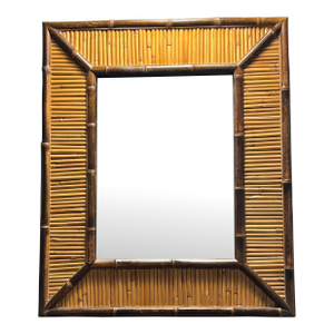 Vintage Bamboo and Reed Wall Mirror