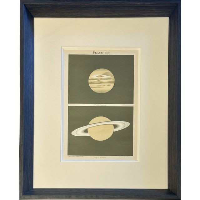 Saturn & Jupiter Planet Chromolithograph, 1907, Framed For Sale