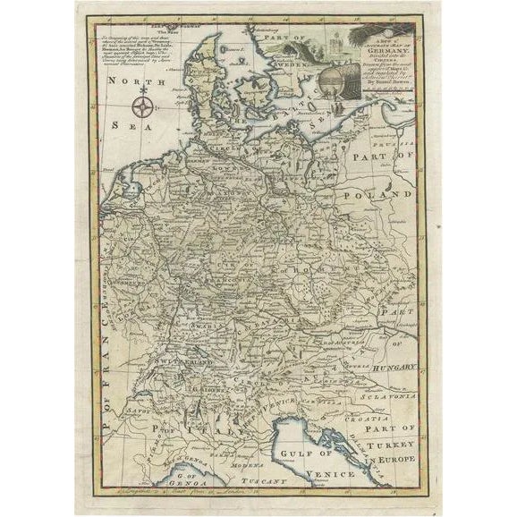 Antique Map of Germany, 1747 For Sale