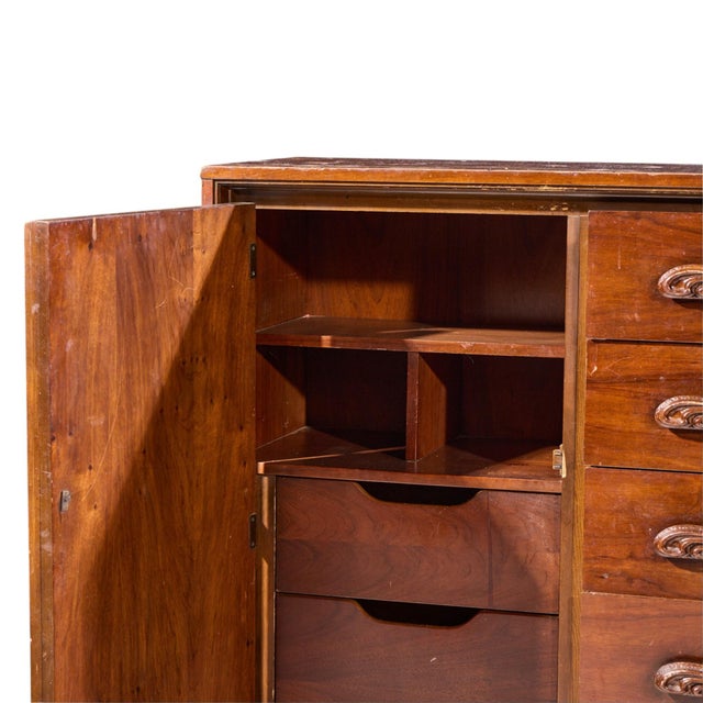 Witco Style Pulaski Oceanic Mid Century Highboy Dresser Armoire For Sale In Chicago - Image 6 of 8