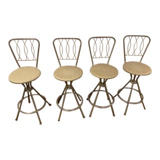 Vintage Metal Swivel Bar Stools - Set of 4 For Sale