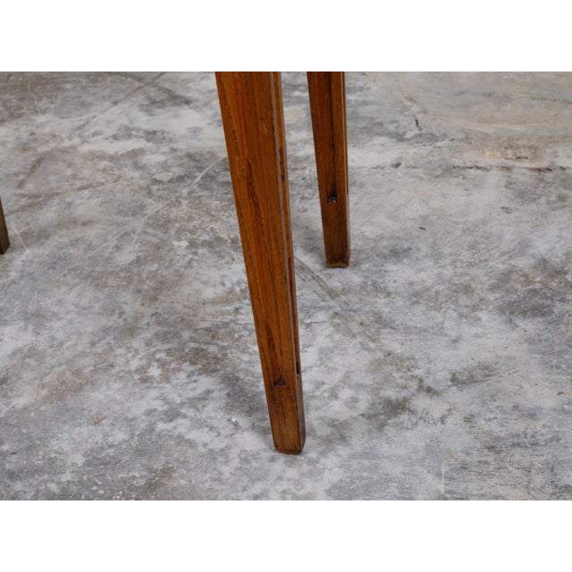 Brown French Neoclassical Style 19th Century Wooden Table with Grey Veined Marble Top For Sale - Image 8 of 12