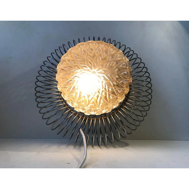 Sculptural Scandinavian Wall Sconce in Chrome & Pressed Glass, 1970s For Sale - Image 4 of 9