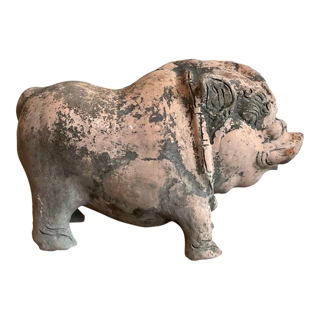 Vintage Boho Terracotta Pig For Sale