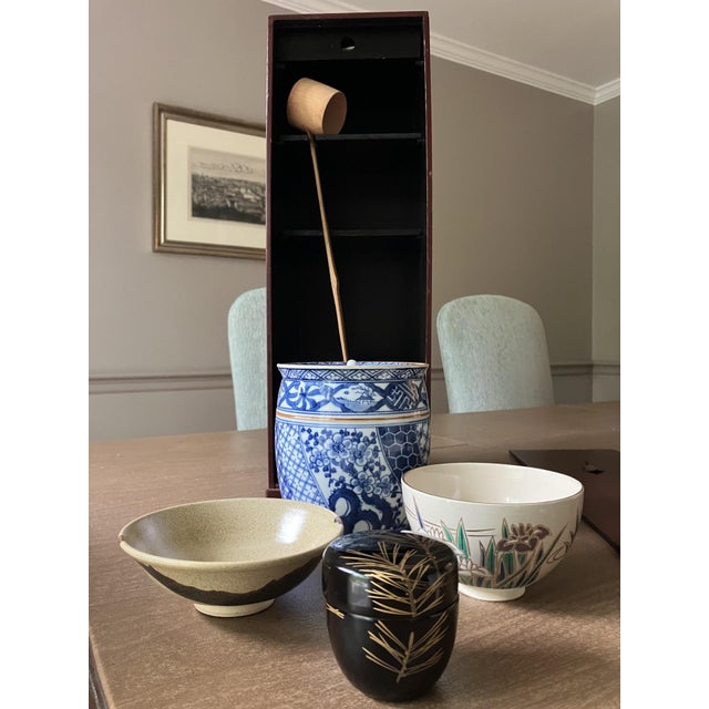 Traditional 1930's Japanese Tea Box With Tea Ceremony Elements For Sale - Image 3 of 7
