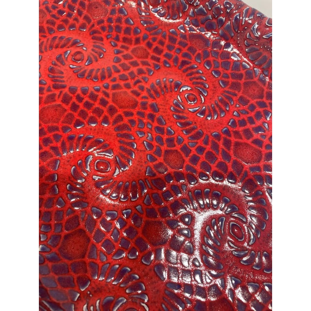 Late 20th Century Red Artisanal Serving Platter For Sale In Austin - Image 6 of 9