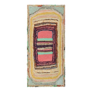 Antique Hooked Rug With Polychromatic Geometric Patterns | Rug & Kilim For Sale