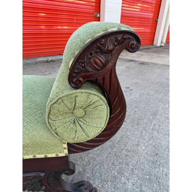 Antique Green Regency-Style Recamier Settee For Sale - Image 9 of 12