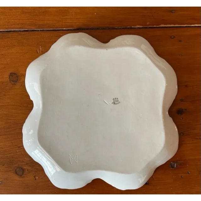 Decorative/dresser tray with scalloped edge accented with gold and embellished with yellow and green roses and green...