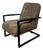 Industrial Lounge Chair with Taupe Upholstery & Black Metal Frame For Sale