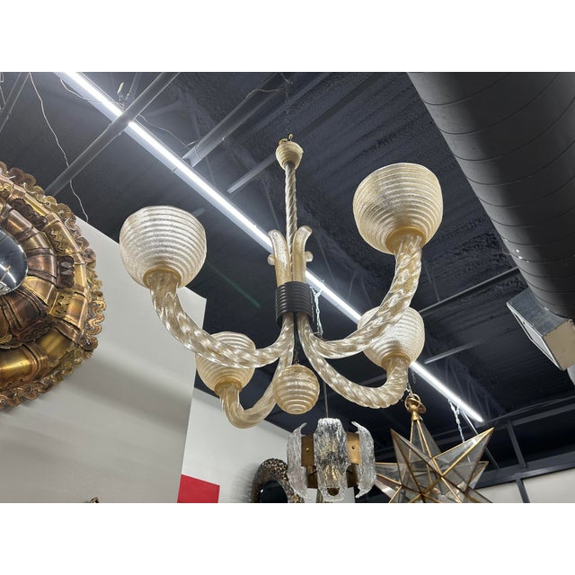1940s 1940s Murano Glass Chandelier Attributed to Barovier For Sale - Image 5 of 11