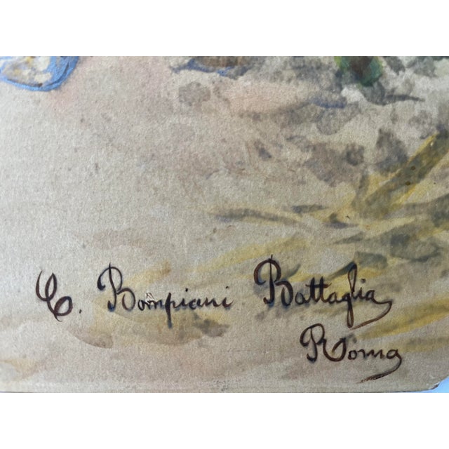 Realism Antique Watercolor Painting by Clelia Bompiani-Battaglia For Sale - Image 3 of 11