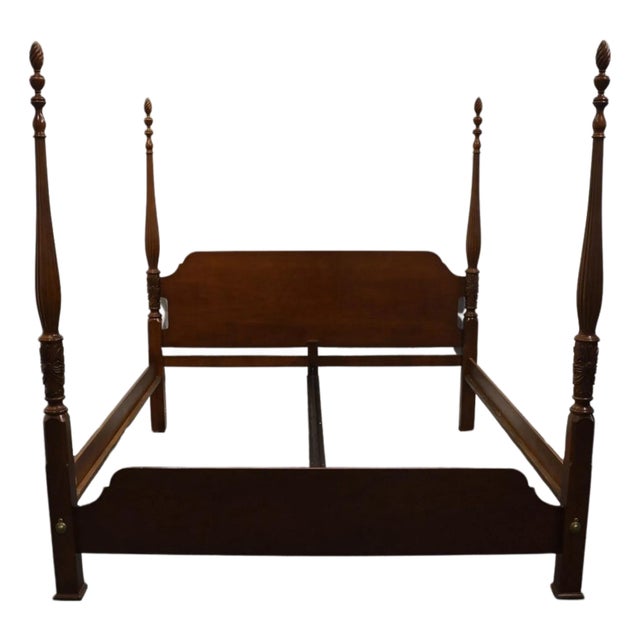 High End Vintage Solid Mahogany Traditional Style King Size Four Poster Rice Bed 623-174 For Sale