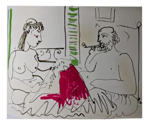 Pablo Picasso, Dans l'atelier, Lithograph, 1966