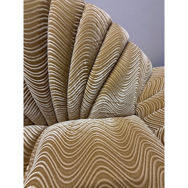 Vintage 1980s plush velvet clamshell loveseat and couch set. Excellent condition. One area on loveseat has slight...