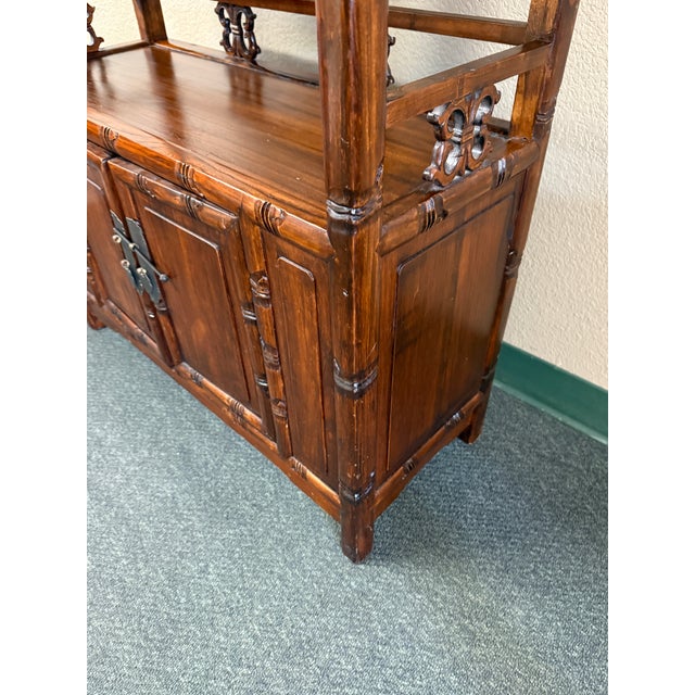Auburn Hand Carved Shelving With Double Door Cabinet For Sale - Image 8 of 12