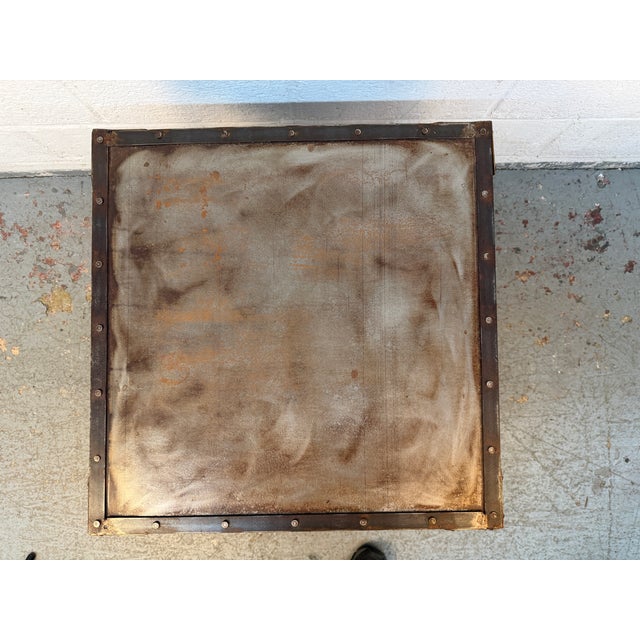 Late 20th Century Rustic Industrial Two-Tier Metal Accent Table For Sale In New York - Image 6 of 15