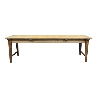 Farmhouse Table in Fir, Elm and Chestnut, Early 20th Century For Sale