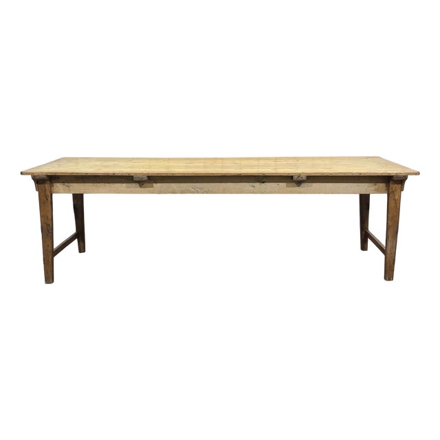 Farmhouse Table in Fir, Elm and Chestnut, Early 20th Century For Sale