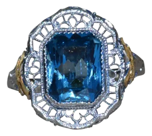 The Lamphere Road: Ladies Antique 14K Two Tone Ring set with Laboratory Grown Spinel