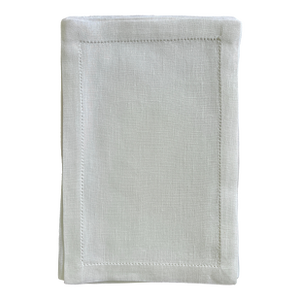 420 (Bulk) Linen Fold-Over Cocktail Napkins With Hand-Drawn Hemstitch
